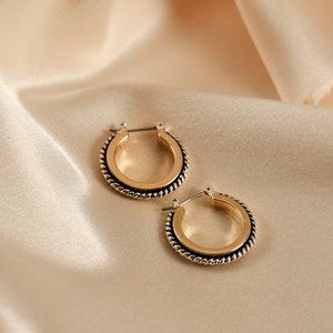 SOLD Vintage Gold Silver Braided Hoop Earrings